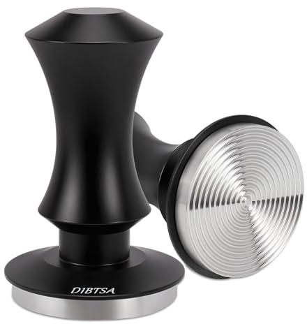 DIBTSA Espresso Tamper 58.5mm federbelasteter Kaffeestampfer für La Marzocco, Flair 58, Gaggia, Breville 9 Series und alle E61-Gruppenmaschinen, 304 Edelstahl-Riffelbasis, Espresso Zubehör
