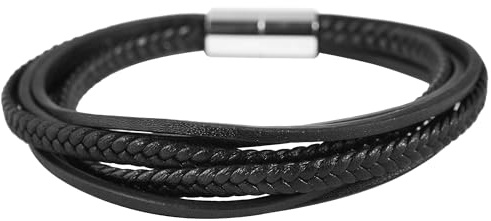 Akzent Armband Herren - Premium Armband Herren in Silber aus Leder, 100% Wasserfest & Hautverträglich