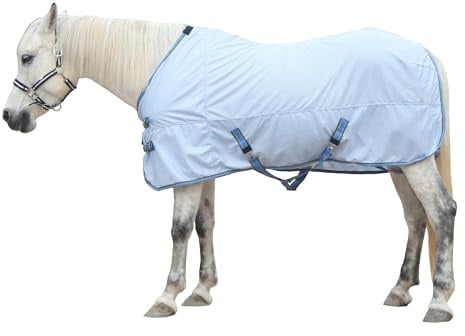 Gallopoff Couverture Anti-Mouches en Maille pour Chevaux, Bleu clair 142cm