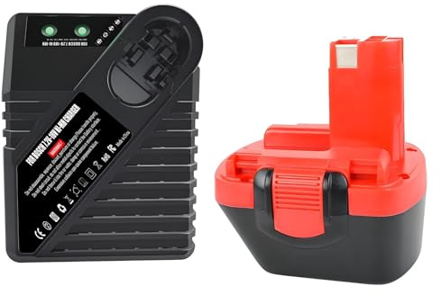 BOGJFC 12V/14.4V Ni-MH Battery Replacement 3500mAh Compatible With Bosch Cordless Power Tools, Drill Driver, Saw And Garden Tool Use BAT038 BAT043 BAT045(12V 3.5Ah Charger)