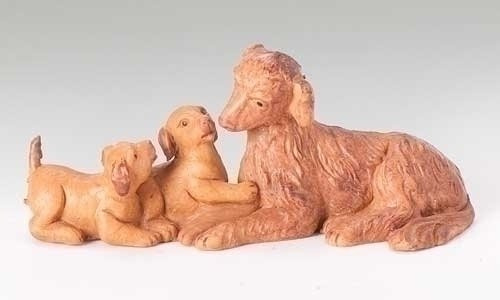 Fontanini by Roman Inc., Dog Family, 5 Collection, Nativity Figure and Accessories, Hand Sculpted and Painted