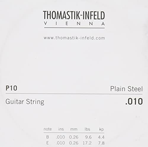 Thomastik Einzelsaite E/B .010 Stahl blank, vermessingt P10 für Klassik-, Konzert-, Folk-, E-gitarren, Sätz KF110, SB110, SB210, AC110, AC210, JS110
