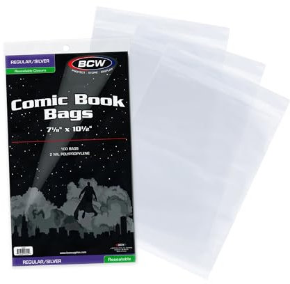 BCW Wiederverschließbare Comic-Büchertaschen, transparent, 2 mm Polypropylen, 19,8 x 26,7 cm, 100 Stück, für Silver Age Comics