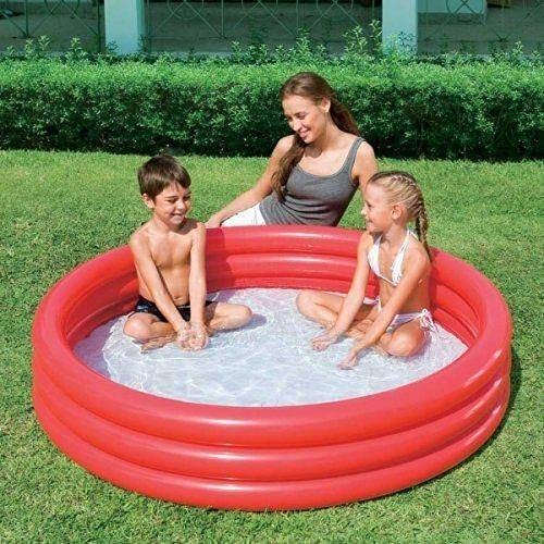 Swimmingpool Planschbecken Aufblasbar 3 Ring Spielzeug Kristall Paddeln Garten Spielen 152.4cm X 30.5cm Von Bestway - Rot #51026