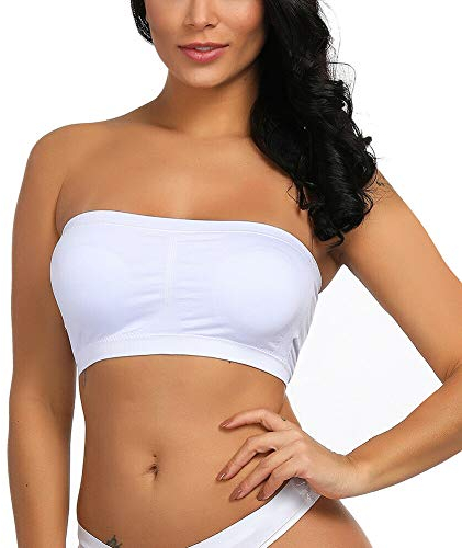 Boolavard Soutien-gorge bandeau Sans couture Extensible Sans bretelles,Blanc,M