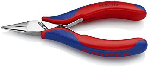 KNIPEX Elektronik-Greifzange mit durchgestecktem Gelenk auf SB-Karte mit Mehrkomponenten-Hüllen 115 mm, 35 22 115 SB