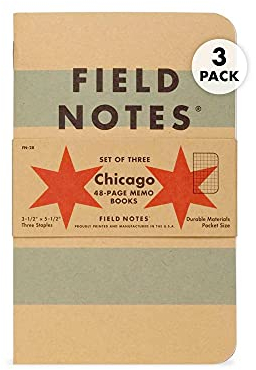 Field Notes: Chicago 3er Pack - kariert - 48 Seiten - 8,9 x 14 cm