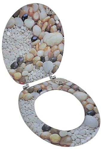 vidaXL WC Sitz Kieselsteine MDF Brille Klodeckel Toilettensitz Toilettendeckel