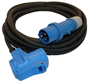 Camping Adapter 25m Mit CEE Winkelkupplung Und Integrierter Schuko Steckdose H07RN-F Kabel 3x1,5 Verlängerungskabel Strom Kabel Wohnmobil Wohnwagen Caravan Landstromanschluss