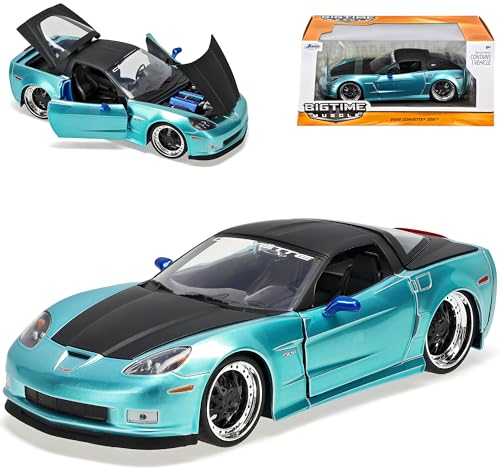 Chevrolet Chevy Corvette C6 Z06 Coupe Blau mit Schwarzem Dach 2005-2013 1/24 Jada Modell Auto
