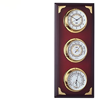 RELOJESDECO Nautische Wetterstation, Barometer und Wetterstation Innen Außen, edles Holz, Dekoration Nautica mit Uhr 45 cm