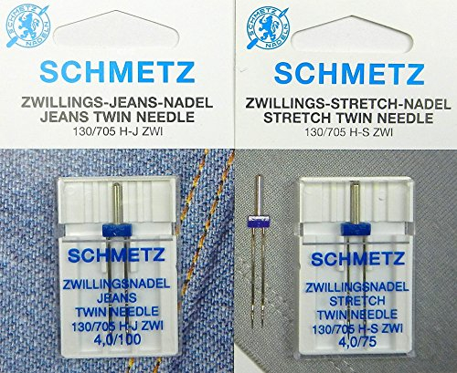 SCHMETZ Stretch Zillings Twin Nadel 4,0/75 // Jeans Zwillings Twin Nadel 4,0/100 / System 130/705