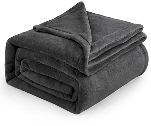 BEDSURE Kuscheldecke Flauschig Decke Fleecedecke - Wohndecke Warm Winter Weich, Sofadecke XXL, Decke Couch Blanket, Wohn- & Kuscheldecken Große 220x240cm, Sofa überwurfdecke Dunkelgrau