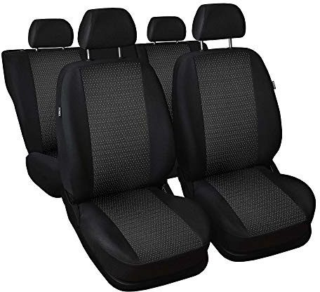 Saferide | Maß Sitzbezüge Komplettset 4-Sitze PKW Sitzbezug Schonbezüge für Auto Schonbezug Autositz Autositzbezüge Sitzschoner Sitzschutz Schwarz Practic
