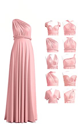 72styles Infinity Kleid mit Bandeau, wandelbares Brautjungfernkleid, lang, Übergröße, Mehrwege-Kleid, Twist-Wickelkleid, Dusty Rose, Einheitsgröße