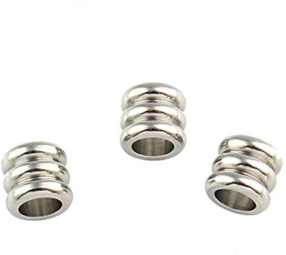 Perlin Edelstahl Spacer Perlen Metallperlen Zwischenperlen Schmuckperlen Bastelperlen Zwischenteile 5 Stück 8mm Tube/Röhre Großes Loch 5mm für Paracord Lederband Band M103