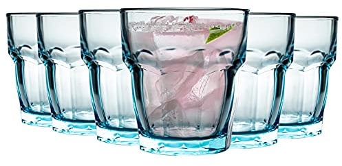 Bormioli Rocco Rock Bar Lounge Ridged Tumbler Glasses Set - 270ml - Bleu - Lot de 6