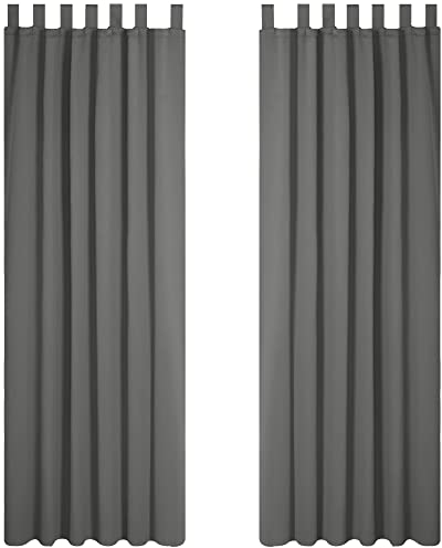 Deconovo Schlaufenvorhänge, Hellgrau, 140 x 200 cm (Breite x Höhe), 2 Stück, Verdunkelungsvorhang, aus Polyester, für Schlafzimmer, Wohnzimmer, Küche