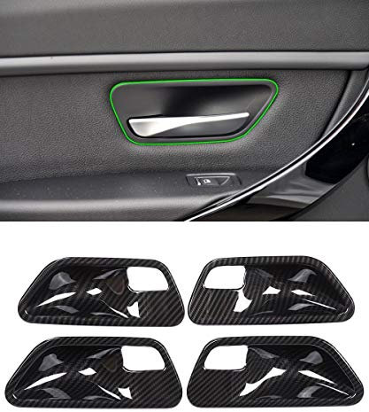 YIWANG Lot de 4 garnitures de poignée de porte intérieure en fibre de carbone ABS pour Série 3 4 f30 f32 f35 316i 318i 320li 2013-2019