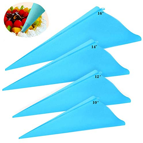 Piping Bags Reusable,4 Size TPU Cake Decorating Pastry Bags for Baking Cookie Cake Cupcake Candy Decorations