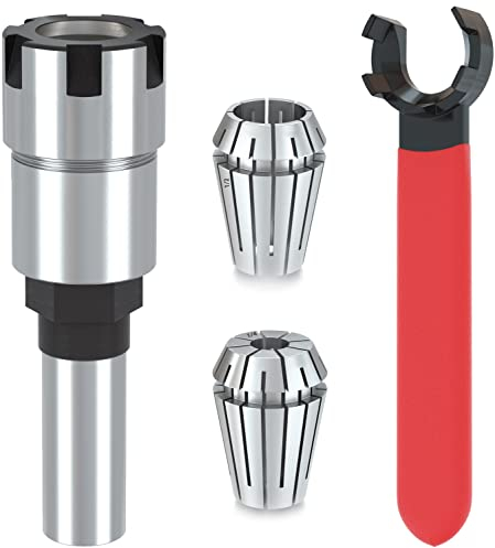 1/2 Inch Shank Router Bit Collet Extension Chuck Converter Adapter, Convert 1/2-Inch & 1/4-Inch Shank Bits with ER20 Spring Collet, ER20 M Type Collet Chuck Wrench Spanner -(Pack of 4)