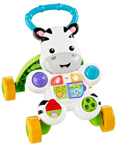 Fisher-Price Lern mit mir - Zebra Lauflernwagen, musikalisches Aktivitäts- und Gehspielzeug mit Lerninhalten, ab 6 Monaten, Version: Italienisch - Reduzierte Verpackung, HBB66