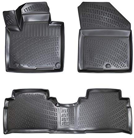 Rizline Passgenau 3D Fussmatten Auto Kompatibel mit Kia Sorento 3.Gen 2014-2020 Auto Zubehör 1. und 2. Reihe Gummimatten Autos TPE Allwetter Geruchlos rutschfest Vorne & Hinten Schwarz