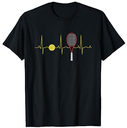 Cadeaux de joueur de tennis - T-shirt tennis - Noir, Unisex-Adultes, Manche courte, T-shirt, S, EU38/40, Coupe régulière, Importée