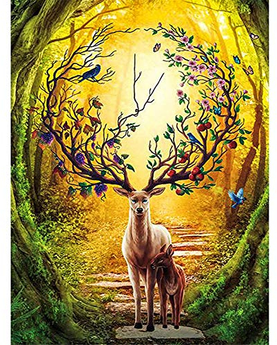Yingxin34 2000er Puzzleset für Erwachsene und Kinder, Zwei Hirsche im Wald Puzzle, Lehr- und Spaßpuzzle-39.17x27.75 Zoll (99.5 x 70.5cm)