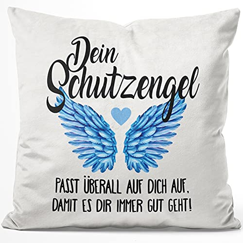 JUNIWORDS Kissen, Dein Schutzengel passt überall auf Dich auf, damit es dir Immer gut geht!, 40 x 40 cm, Flauschig Samtweich Weich