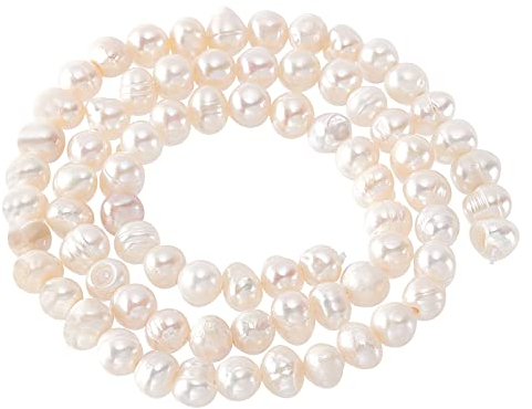 NBEADS 1 Stränge 3.5~5mm Natürliche weiß Süßwasserperlen für Schmuckherstellung, Kartoffelform natürlicher Süßwasser Zuchtperlen Lose Edelstein für Halsketten Armbänder, Loch 0.7mm