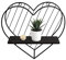 SUMGAR Black Floating Shelves Bathroom Bedroom Wall Mounted Heart Shelf Metal Wire Shelves Storage & Display Unit Home Decor Organiser with Wooden Board