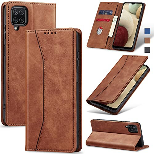 Jasonyu Coque pour Samsung Galaxy A12, Antichoc TPU Housse Coque Samsung Galaxy A12 Cuir PU Portefeuille Etui [Magnétique] [Porte Cartes] [Stand Fonction] Flip Compatible Coque Samsung Galaxy A12