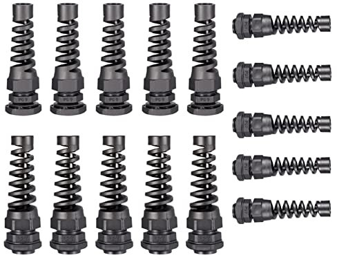 PG7 PG9 PG11 Cable Gland Wire Hole Waterproof Nylon Joint Adjustable Locknut with Strain Relief Black 15Pcs