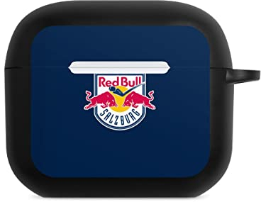Hülle mit Karabiner kompatibel mit Apple AirPods (3. Generation) Case schwarz Schutzhülle mit Schlüsselanhänger EC Red Bull Salzburg Offizielles Lizenzprodukt Eishockey