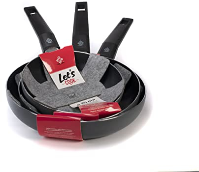 Home Lot de 3 poêles antiadhésives avec diamètre de 20-24-28 cm | poêles à induction casseroles anti-adhésives adaptées pour induction, gaz, plaque électrique
