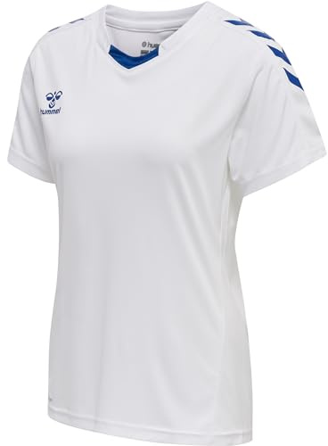 hummel Core XK Poly Jersey Sportshirt Damen Kurzarm - T-Shirt für Sport, Gym, Fitness - Trikot aus 100% Polyester - Sportkragen mit Fronteinsatz - Atmungsaktiv & Schnelltrocknend