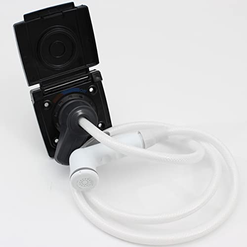 Enchufe exterior de agua para ducha exterior, manguera de 2 m para caravana, caravana, ducha, grifo mezclador en negro