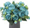 LUWENER 4 Bündel Künstliche Blume Pfingstrose künstliche Rose mit 20 Köpfen gefälschte Pfingstrose Seide Blume Sträuße für Hochzeit Home Tisch Party Fenster Dekoration (blau)