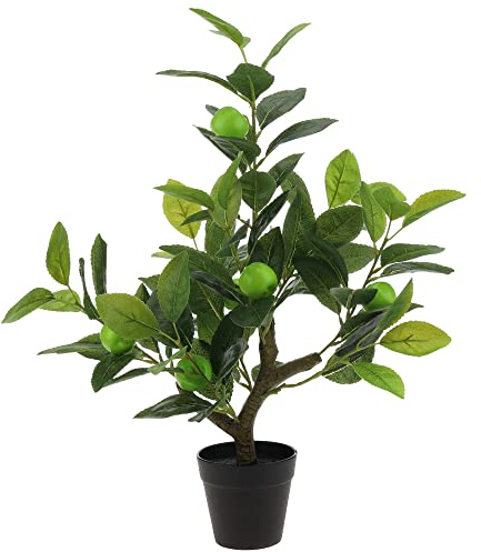 Gresorth 20 Artificial Green Apple Tree Fake House Green Plant Fruits Decoration with Plastic Pot Realistic Leaves for Table Office Garden Indoor Outdoor