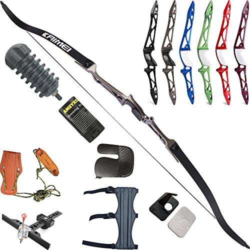 wolfman Bogenschießen Recurvebogen Set Erwachsene 66/68/70 Zoll 12-40 lbs Recurv Bogen Set Praxis Bogen Wettbewerb Bogen Jagd Bogen für Bogenschießen Club Schießwettbewerb RH(Grau, 66/26Lbs)