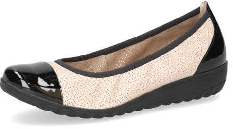 CAPRICE Damen Ballerinas aus Leder Runde Spitze, Beige (Beige Comb), 41 EU