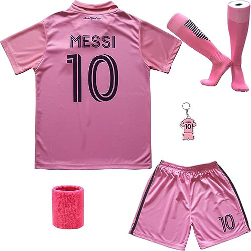 DMDMK Miami #10 2023/2024 Heim Trikot Shorts und Socken Kinder und Jugend Größe (Pink, 24 (7-8 Jahre))