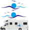 Gift Island Adesivo in vinile con onde e gabbiani, per camper e camper, accessori per camper, grafiche originali, camper e roulotte, dimensioni dettagliate