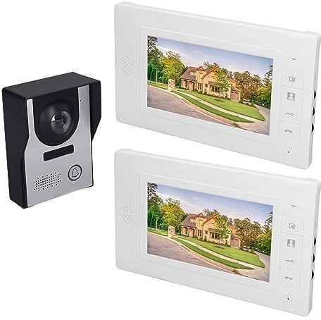 de Timbre con Video, Llamada Manos Libres, 2 Unidades Interiores, Timbre Visual AC110-240V, 1 Unidad Exterior, 4 Cables, Tonos de Llamada de Múltiples Acordes para Agencia