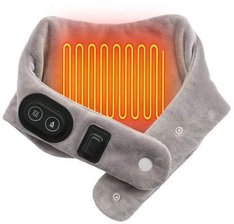 Neck Massager with Heat, Heated Neck Warmer for Pain Relief with 3 Modes & 3 Heat Settings 1hour Auto-Off, Portable USB Neck Wrap Heat Pad Deep Tissue 3D Kneading Massager, Gifts for Women Men
