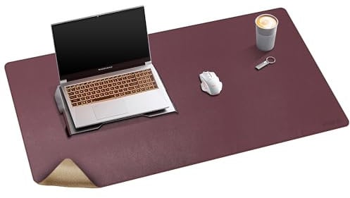 Mydours Schreibtischunterlage aus Kork und PU Leder, 100x50cm Große Premium Schreibtischmatte, Langlebig Wasserdicht Doppelseitig Mauspad, Ultradünn und Rutschfest Schreibtisch Unterlage (Burgunder)