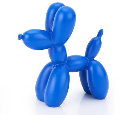 AMOIENSIS Ballon-Hundestatue, Dekoration, 10,2 cm, blauer Ballon-Hund, Tierskulptur, kleine Nick Nacks für Regale, Dekoration, kleine eklektische Dekoration für den Schreibtisch, niedlicher