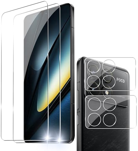Tieeyivv Protector de Pantalla Compatible con Xiaomi POCO F6 Pro Cristal Templado+ Protector de Lente de Cámara, Cobertura Total Vidrio Templado [9H Dureza] HD Film Cristal Templado