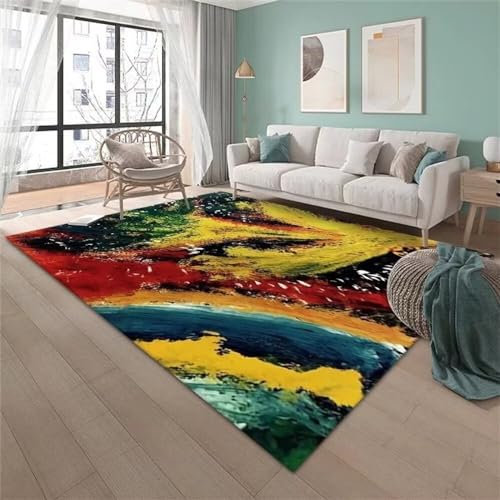 Generisch Waschbarer Teppich Kinderzimmer Fleckenabweisender, Rutschfester, waschbarer Modekorridor Bettumrandung Teppich Mehrfarbig Eingangstürmatte Anti Rutsch Teppich 50X80CM